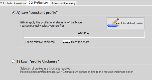Profile Thickness In constant profile default profile is selected by clicking the tab on the right side.