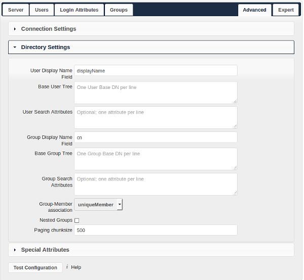 Directory Settings User Display Name Field: The attribute that should be used as display name in owncloud.