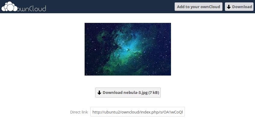 They will see a page displaying a thumbnail of the file, with a button to Add to your owncloud.