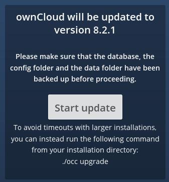 1. You should see a notification at the top of any owncloud page when there is a new update available: 2.