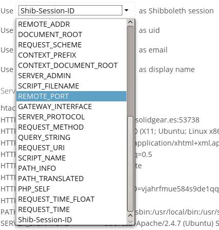 Fig. 12.5: figure 2: Mapping Shibboleth environment configuration variables to owncloud user attributes In owncloud 8.