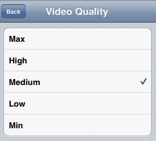 If the video is choppy or slow, it is recommended to reduce the video quality setting.