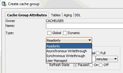 Creating a cache group Cache groups are categorized as either explicitly loaded or dynamic. If you are creating a dynamic cache group, then choose Dynamic in the Type section.
