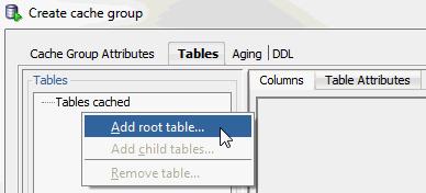 Figure 7 5 Adding the root table The Select the root table dialog appears.