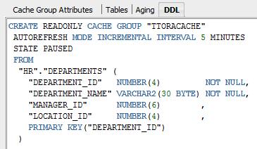 Creating a cache group For more information about defining a time-based aging policy on cache tables, see "Time-based aging" in the Oracle In-Memory Database Cache User's Guide.