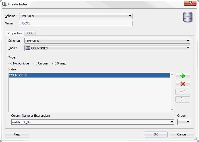 Creating a primary key constraint Figure 2 18 Create index dialog In the DDL tab of the Create Index dialog, you can
