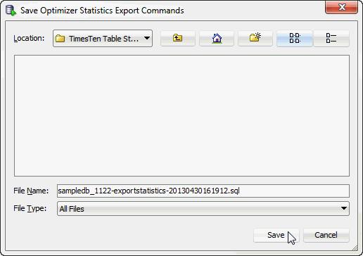 Viewing the execution plan of a statement Figure 3 6 Save current TimesTen table statistics TimesTen saves your current TimesTen table statistics.