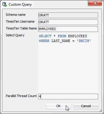 Loading data from Oracle database tables 4. In the Select Query text field, enter the SQL query that you want to execute on the Oracle database to generate the desired result set.