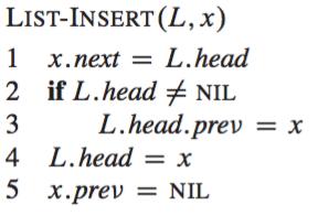 To insert an element into a linked list, we place the element at the head of the list, and update the head pointer. This takes O(1) time.