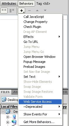 Web Service Access Plug-in in Adobe Dreamweaver 3.
