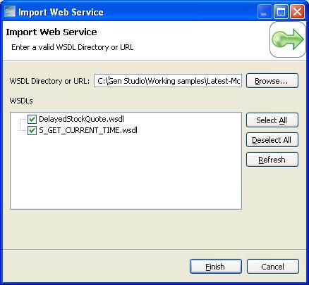 Web Services Import WSDL Files to Web Services You can import WSDL files to Web Services in a site project. Follow these steps: 1.