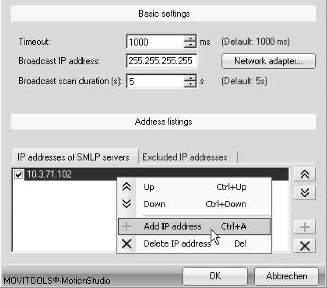 NOTE: During a unit scan, the system recognizes only units that are in the same (local) network segment as the PC that is running on MOVITOOLS MotionStudio.