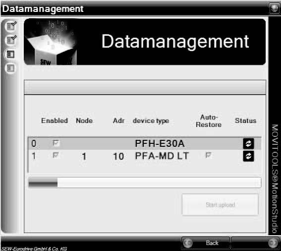 Parameterization of MOVIPRO Storing unit data I 0 12 4. Activate the "Auto restore" checkbox [4]. This ensures that the data is automatically restored in case of a detected unit replacement.
