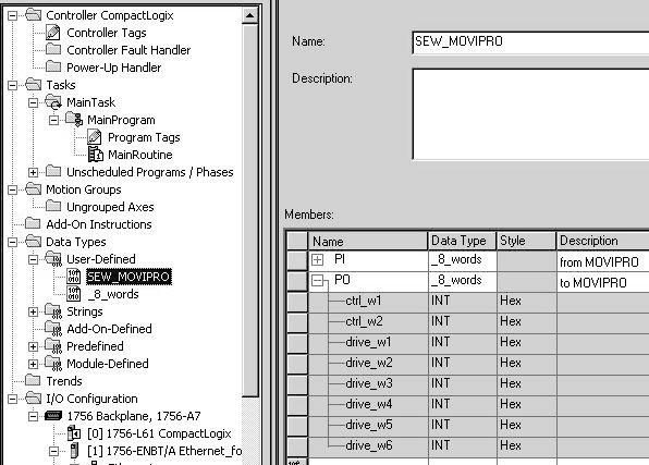 5 EtherNet/IP Configuration and Startup Configuration example in RSLogix 5000 3. Create a controller tag with a user-defined data type [1].