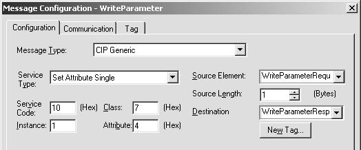 EtherNet/IP Configuration and Startup Access to unit parameters 5 5.4.2 Writing parameters The write access to a parameter merely requires a few revisions to the read access. 1.