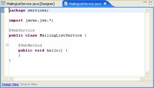 Web Service Tutorial: Step 2: Add a Web Service to the Project Note the use Java 5 annotations in the source code.