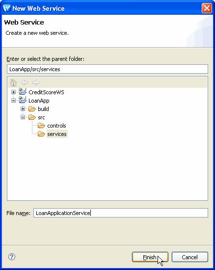 Step 2: Create a New Web Service to Access the LoanApproval Control To Access an Existing Control from a Web Service After creating the web service, it is automatically displayed in Design View.