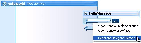 Using Design View to Create Web Services Note that the variable name hellomessage is shown in the Design View, not the