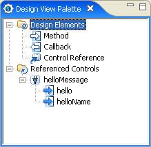 You can add items to the Design View by dragging and dropping items from the Design View Palette (or by double-clicking on those same items).