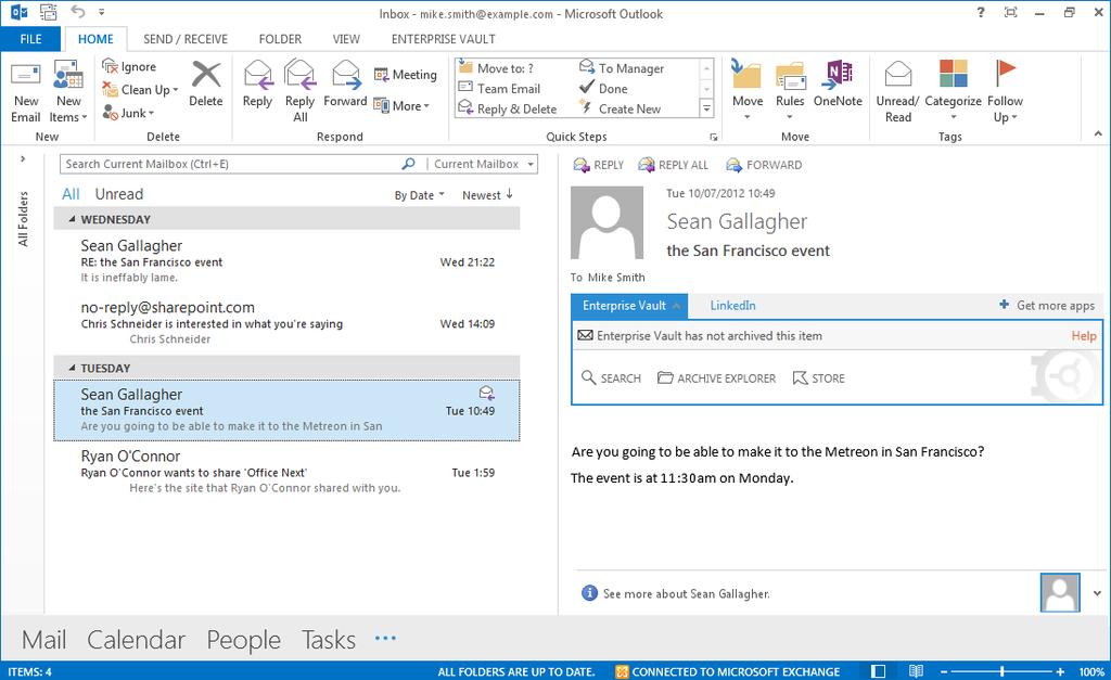 Setting up Enterprise Vault Office Mail App for Exchange Server 2013 and later About the Enterprise Vault Office Mail App 116 Enterprise Vault Office Mail App STORE Enterprise Vault Office Mail App