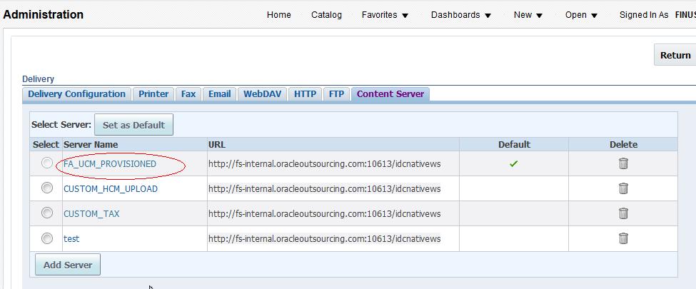 Using a Provisioned Connection By default, a provisioned WebCenter Content connection named FA_UCM_Provisioned is available when you get BI Publisher in your Fusion Applications pod.