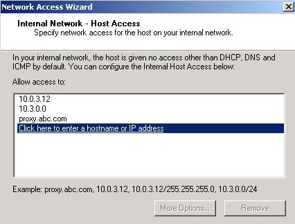 allow this host machine to access in addition to the default DNS, DHCP, and ICMP protocols and ports and then click Next.
