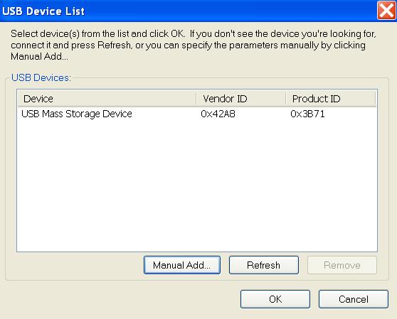 Chapter 6 Setting and Using Policies and Customizing VMware Player To set a USB device policy 1 To specify USB policy by specific device: You can allow or block a device in the Device list.