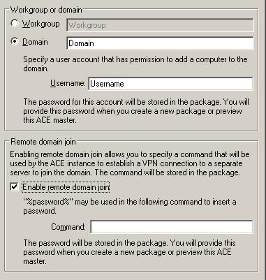 NOTE If the ACE master is managed, then passwords and commands specified on this page are stored on the ACE 2 Management Server.