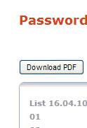 Click on Download PDF to save the Password list on your PC. When finished, select Logout and close the browser window 2.4.
