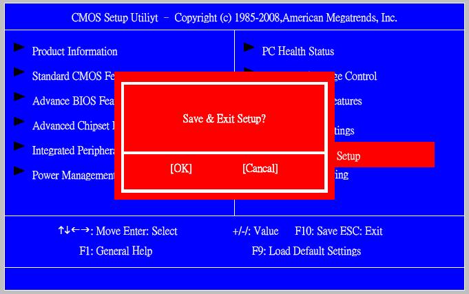 Save & Exit Setup Highlight this item and press <Enter> to save the changes that you have made in the Setup Utility and exit the Setup Utility.