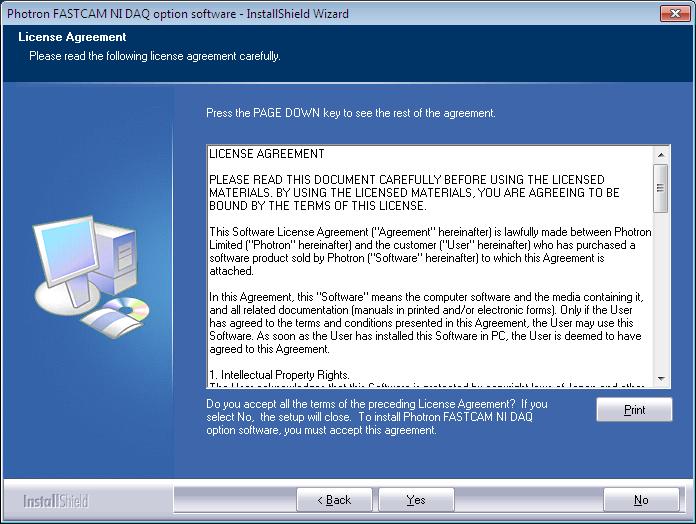 3 The user license agreement appears. Confirm the contents, and then click [Yes].