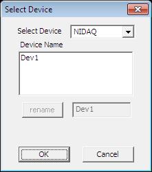 4 With Select Device, select the NIDAQ.