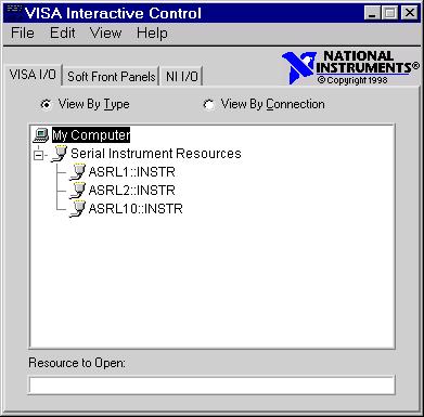 4 Controlling Instruments Using the VISA Standard National Instruments VISA Interactive Control tool is shown below.