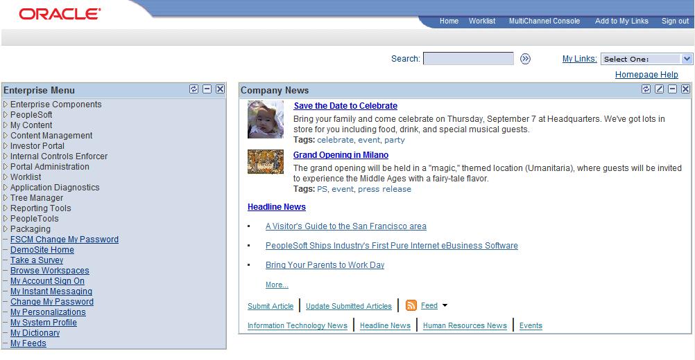 Reviewing PeopleSoft Enterprise Portal-Delivered Branding Themes Chapter 4 Homepage - PeopleTools 8.