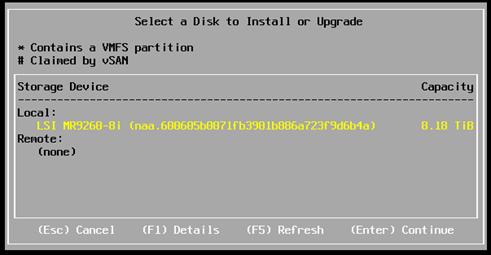 c. Select a local drive for OS installation and