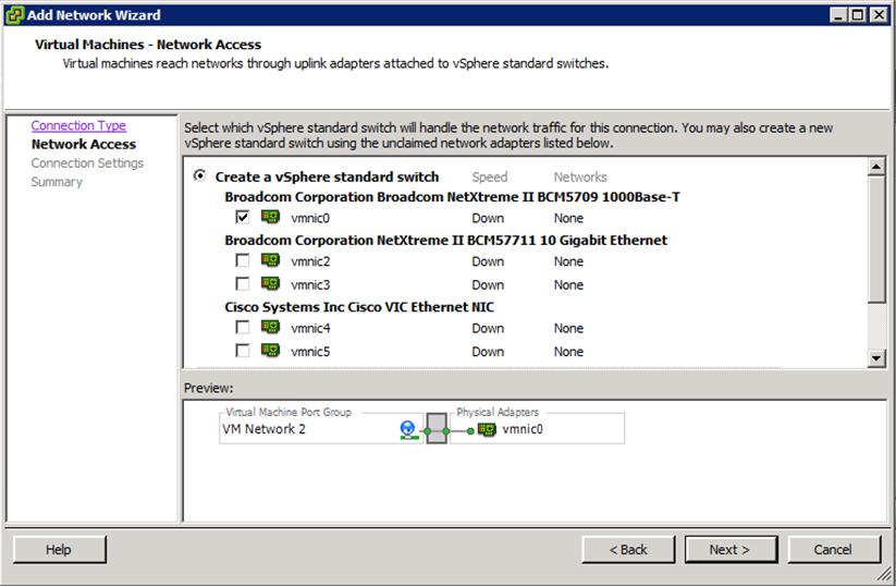 e. Enter VM Network 0 for Network Label