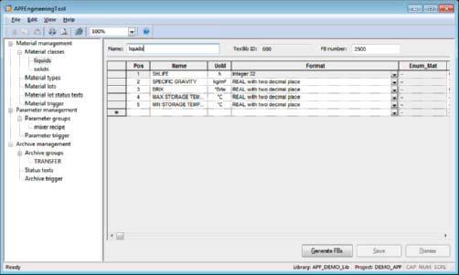 Material master data can be loaded and compared manually or automatically over an integrated interface. The material batch properties are available to the AS and OS.
