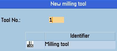 3. Open the lower-level menu for tool type selection. 4. Select a desired tool type with the corresponding softkey. 5.