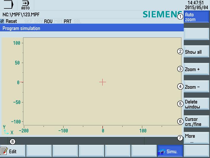 Press this key to start the standard simulation for the execution of the selected part program.