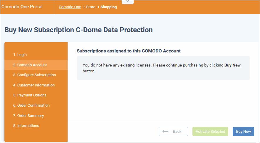 the configure subscription screen, enter or select the number of users you require.