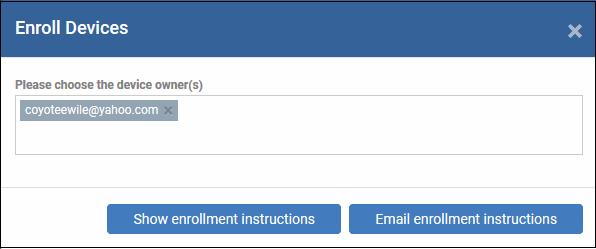 Add New Device : Opens the ITSM enroll device enrollment wizard.
