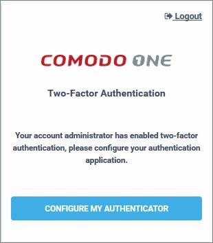 Click 'Configure Later' to setup two factor authentication during the next login Click 'OK' to setup the process now.