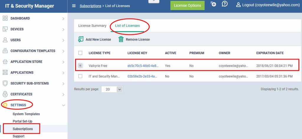 To upgrade ITSM to a higher version by activating the license You can also activate licenses in linked accounts. To do this, you must first have linked an account and set it as default.