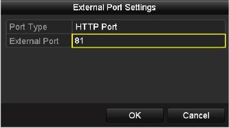 3. Leave the Enable UPnP checkbox unchecked. 4. Click to activate the External Port Settings dialog box. Configure the external port No.