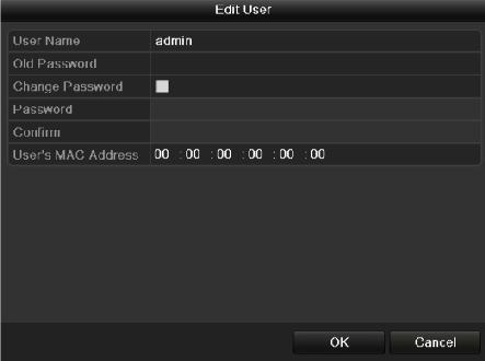 Operator and Guest Admin Edit User Interface 4. Edit the corresponding parameters.
