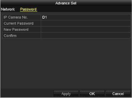 Password Configuration of the Camera 3. Click Apply to save the settings and click OK to exit the interface.