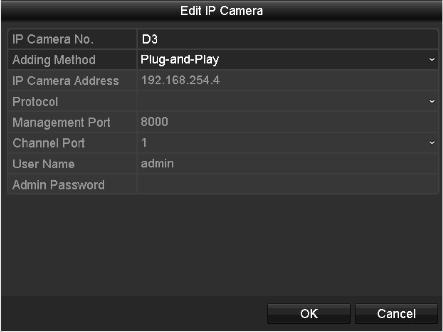 Plug-and-Play: It means that the camera is connected to the PoE interface, so in this case, the parameters of the camera cannot be edited.