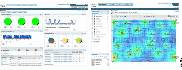 Figure 5-6 shows an example of the Customizable Dashboard and Easy-to-Use Web-Based Interface Cisco WCS easy-to-use graphical displays serve as a starting point for maintenance, security,