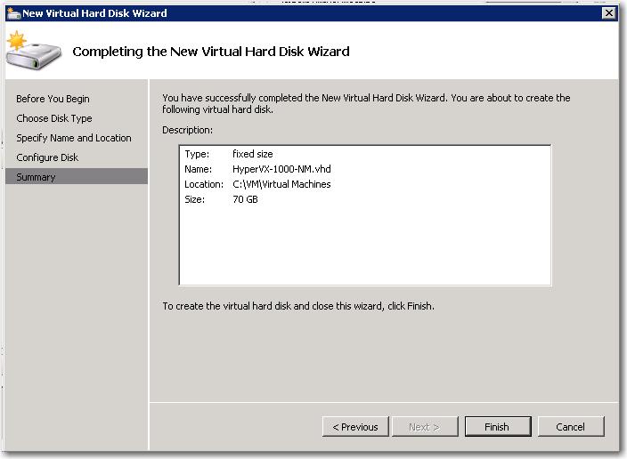 Select Create a new blank virtual hard disk selected, and in the Size field,