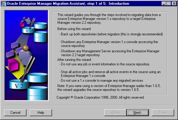 Migrating the Repository Using the Migration Assistant Step 1 "Introduction" After launching the Migration Assistant, the Introduction page appears, providing important information about the purpose